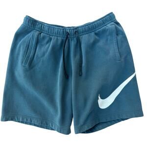 Nike Big Swoosh Sweat Shorts Mens Large Teal Athletic Lounge Gym